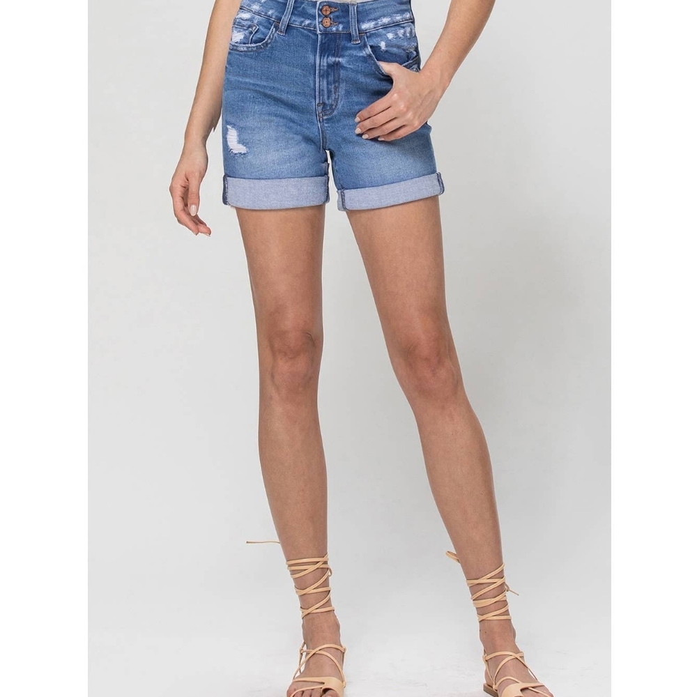 DOUBLE BUTTON HIGH RISE SHORTS W DOUBLE CUFF 